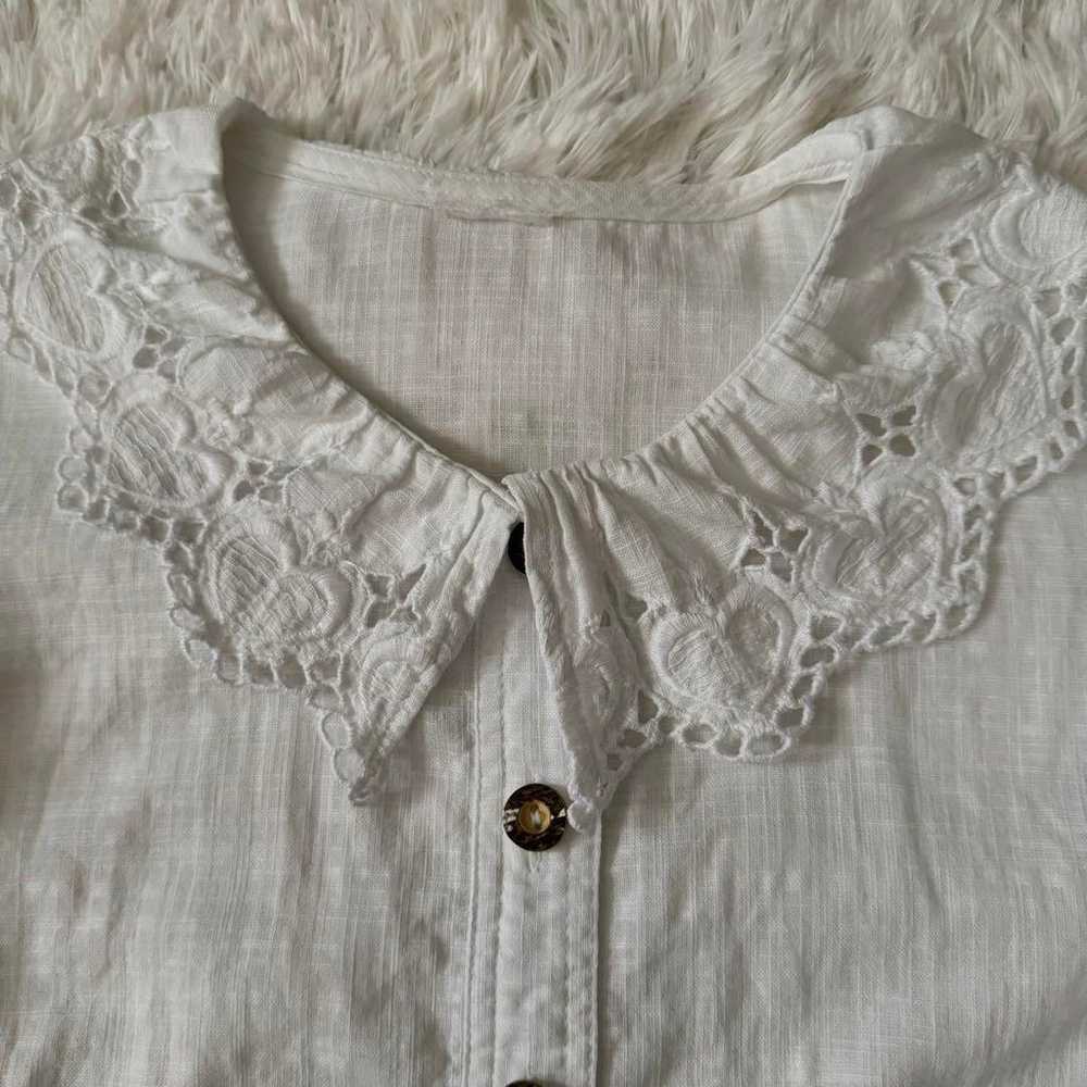 US Vintage Heart Lace Blouse Puff Sleeve - image 5