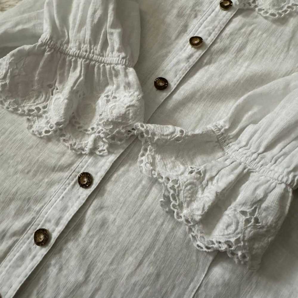 US Vintage Heart Lace Blouse Puff Sleeve - image 7