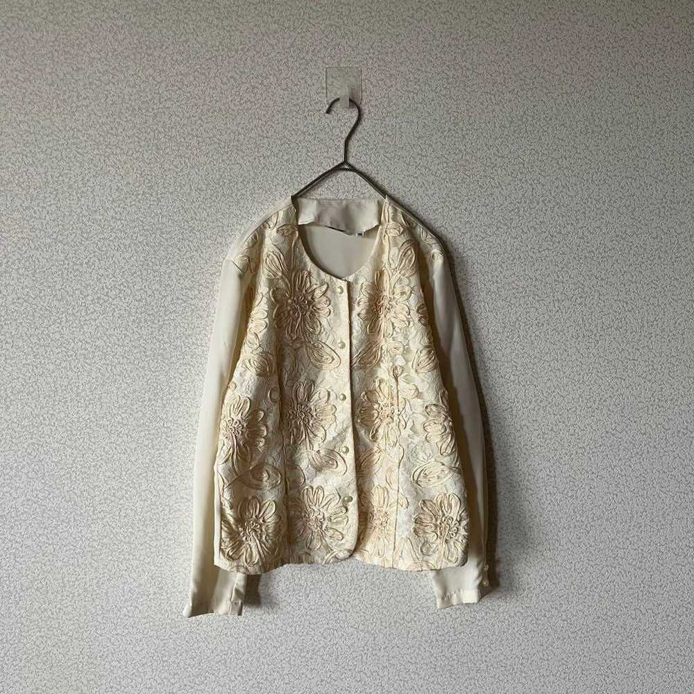 【Vintage】Blouse Shirt Flower pattern Showa retro - image 2