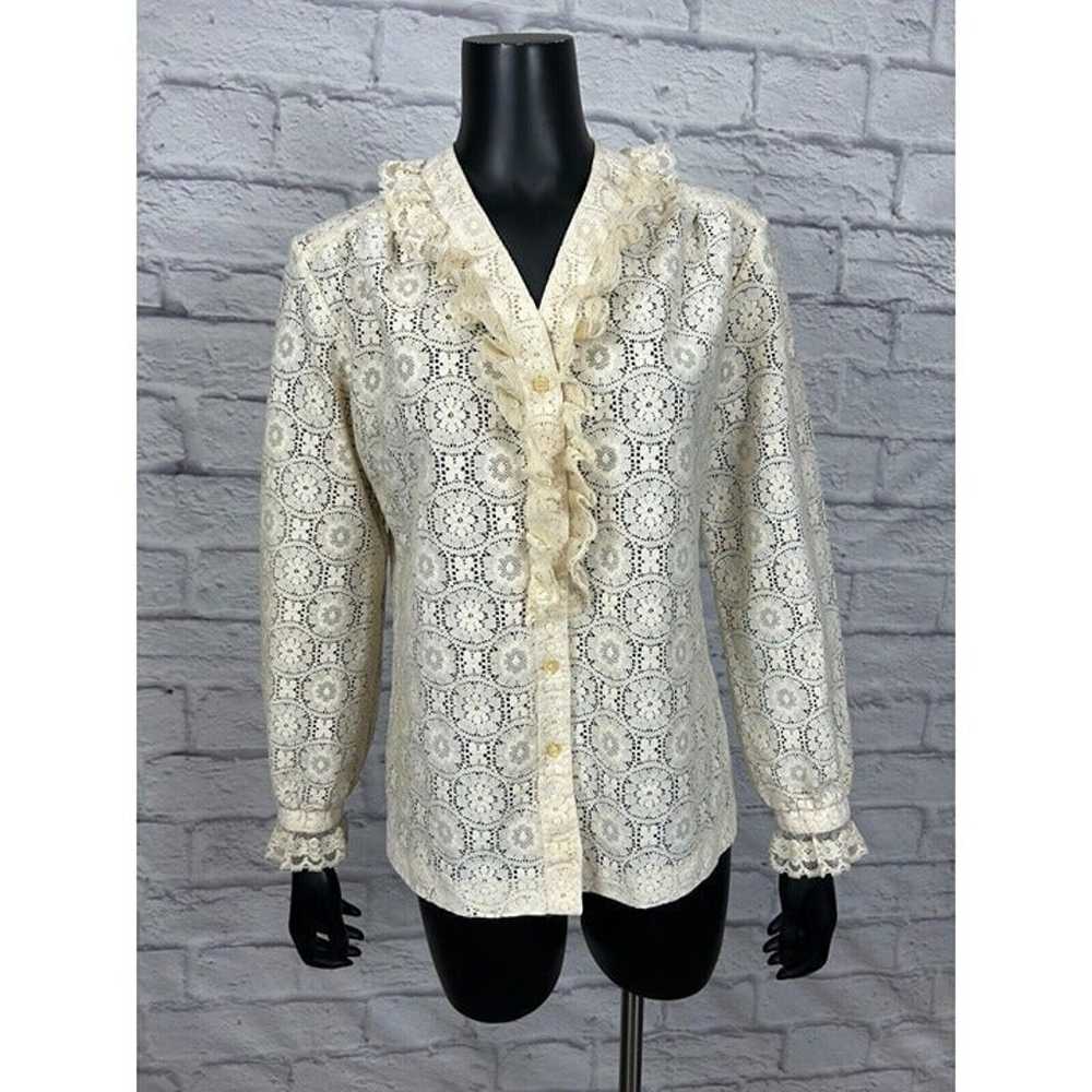 Vintage 70's Women's Button Up Shirt Long Sleeve … - image 1