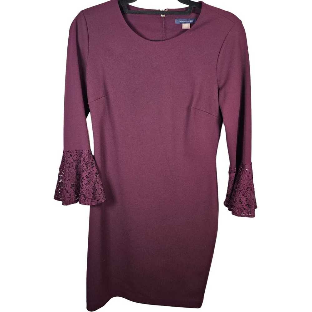 Tommy Hilfiger Elegant Aubergine Crepe Sheath Dre… - image 1