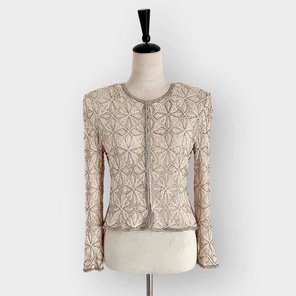 Sténay Vintage Sequin Top Beige  Size S - image 1