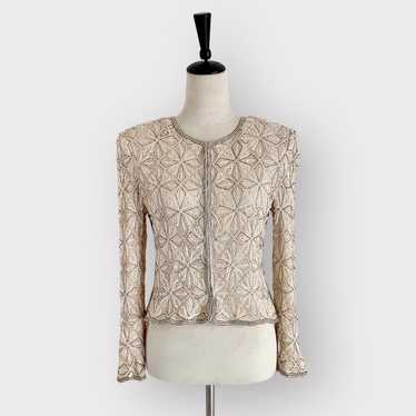 Sténay Vintage Sequin Top Beige  Size S - image 1