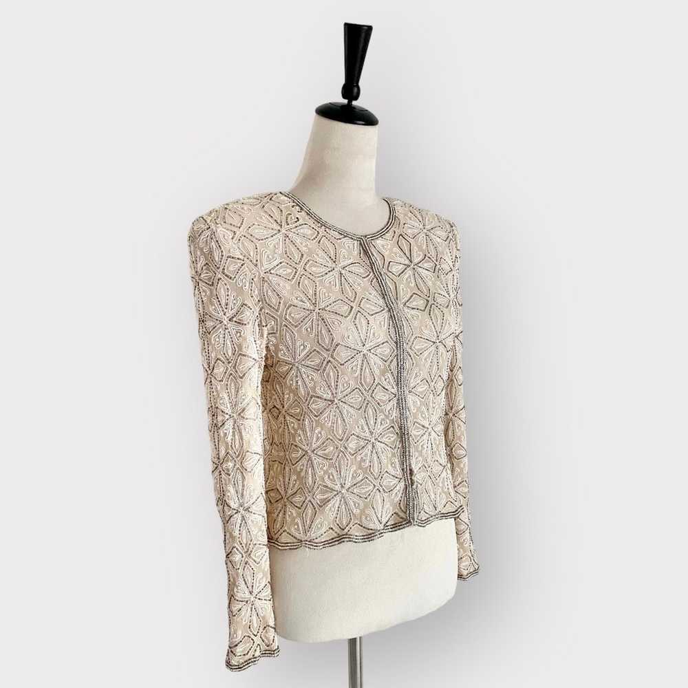 Sténay Vintage Sequin Top Beige  Size S - image 2