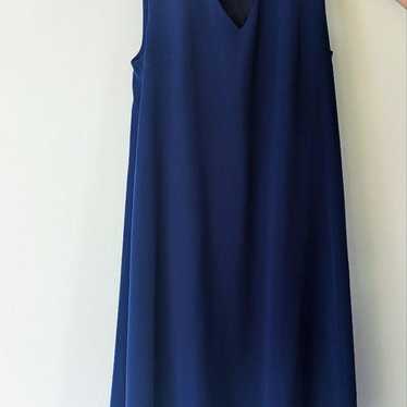 Navy sleeveless V-neck A-line dress