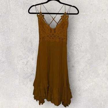 Free People Adella Rust Slip Dress- Size Small - image 1