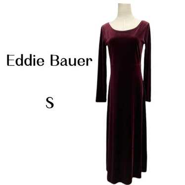 Eddie Bauer Velour One-Piece Dress Bordeaux S - image 1