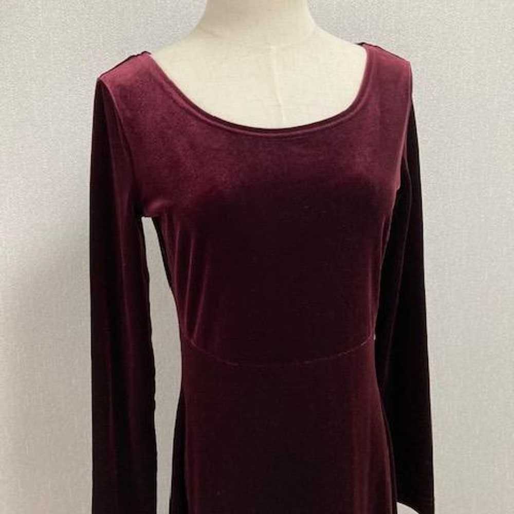 Eddie Bauer Velour One-Piece Dress Bordeaux S - image 2