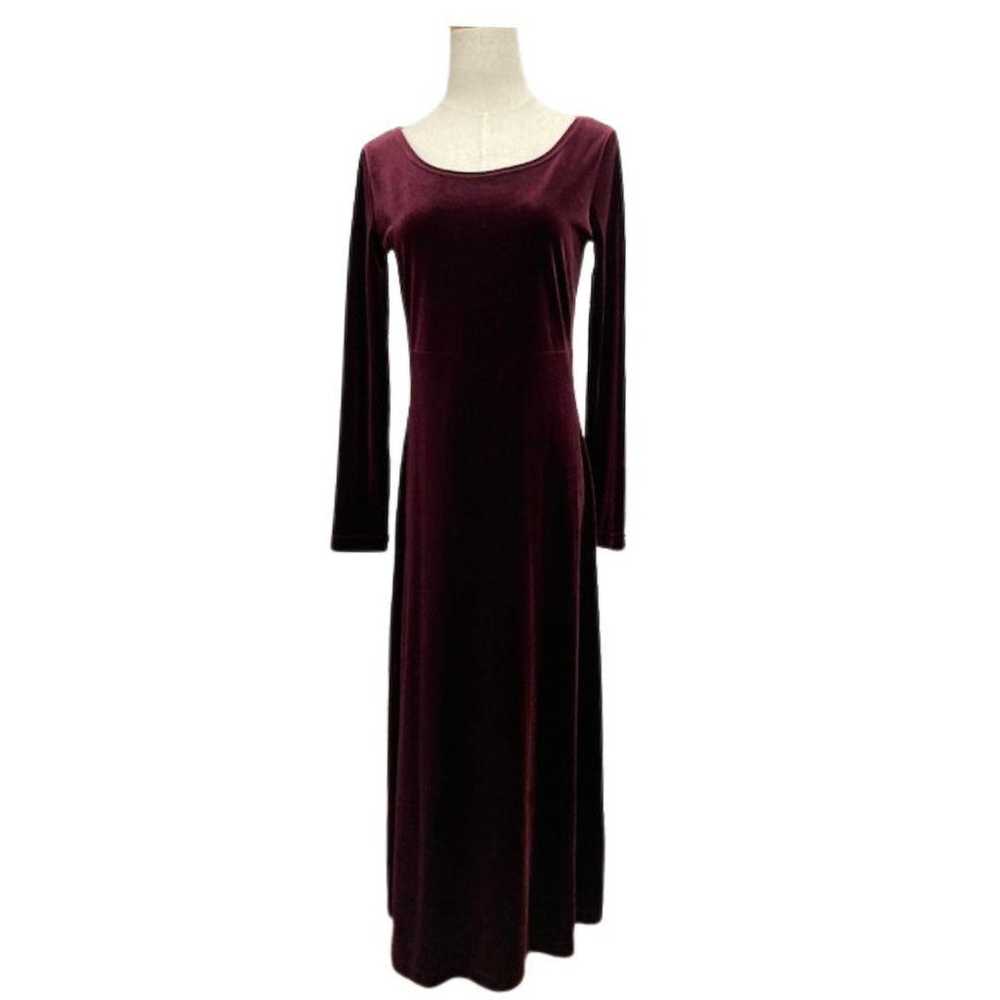 Eddie Bauer Velour One-Piece Dress Bordeaux S - image 8