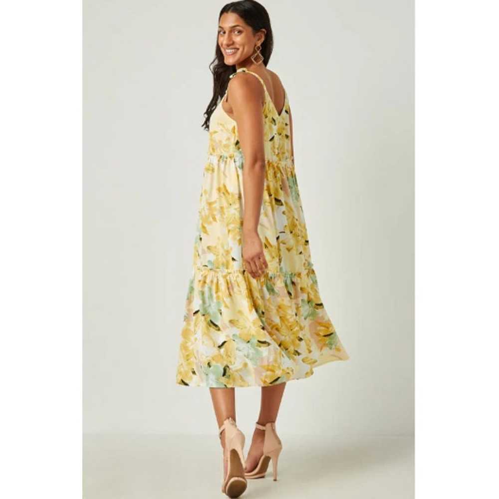 Hayden Los Angeles Yellow Floral Tiered Midi Dres… - image 3