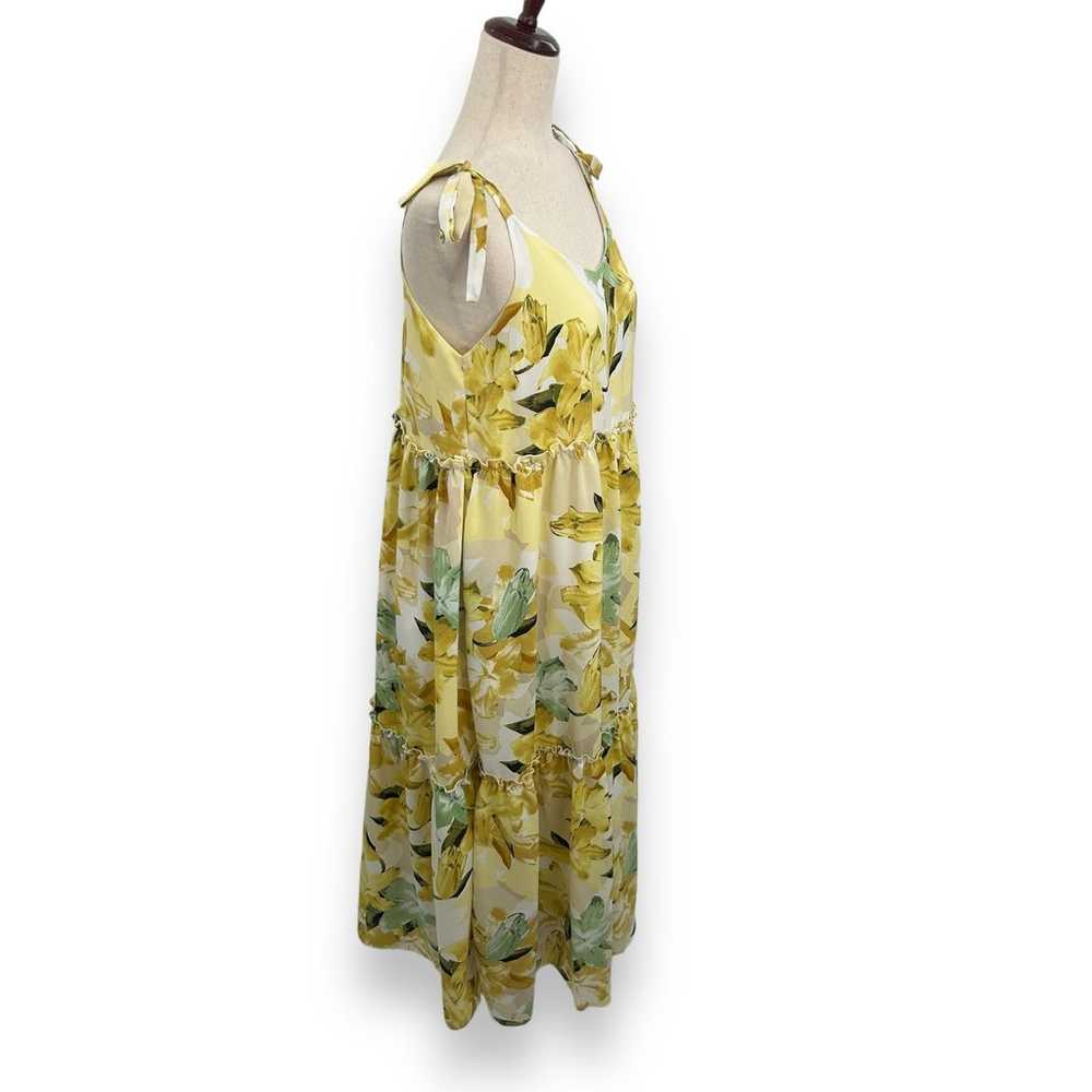 Hayden Los Angeles Yellow Floral Tiered Midi Dres… - image 8