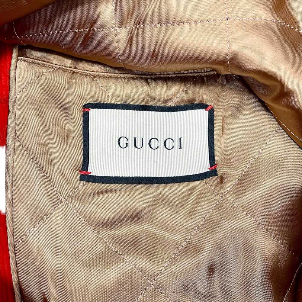 Gucci Appliqued Corduroy Bomber Jacket Orange - image 3