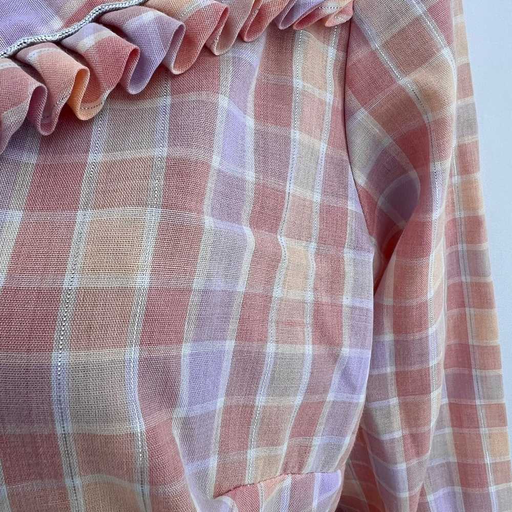 VTG 70s H Bar C MEDIUM Western Shirt Pink Plaid C… - image 7