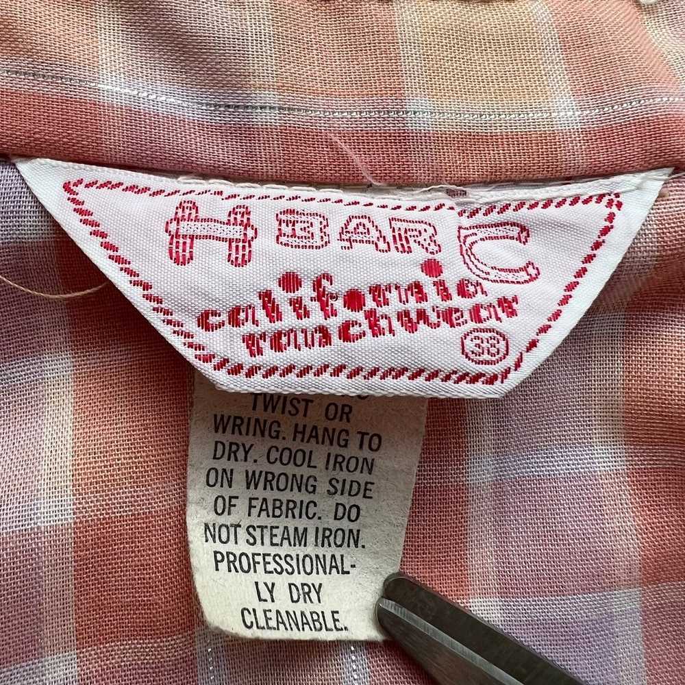 VTG 70s H Bar C MEDIUM Western Shirt Pink Plaid C… - image 9