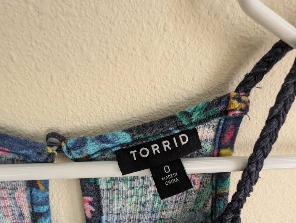 Sz 0 Torrid Blue Crochet Halter Top - image 3