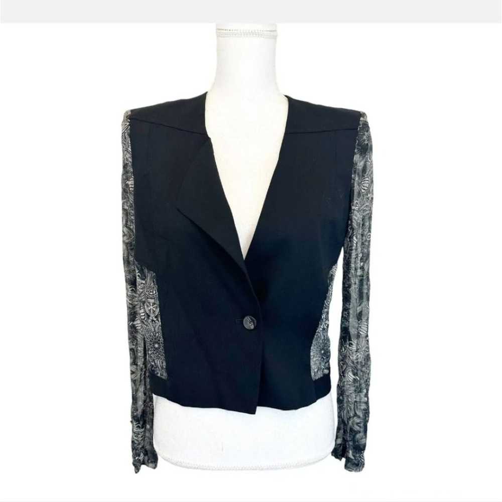 Helmut Lang cropped wool/silk blouse jacket w/she… - image 1