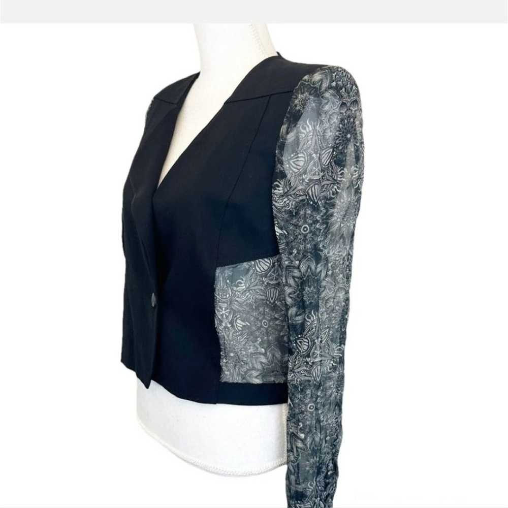 Helmut Lang cropped wool/silk blouse jacket w/she… - image 2