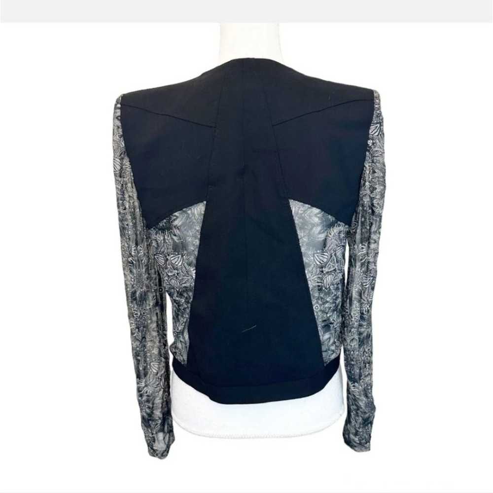 Helmut Lang cropped wool/silk blouse jacket w/she… - image 3