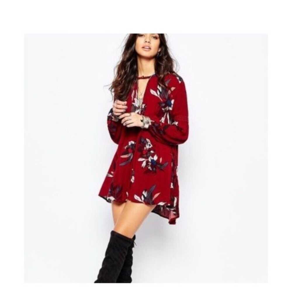 Free People Button Neck Electric Orchid Tree Swin… - image 2