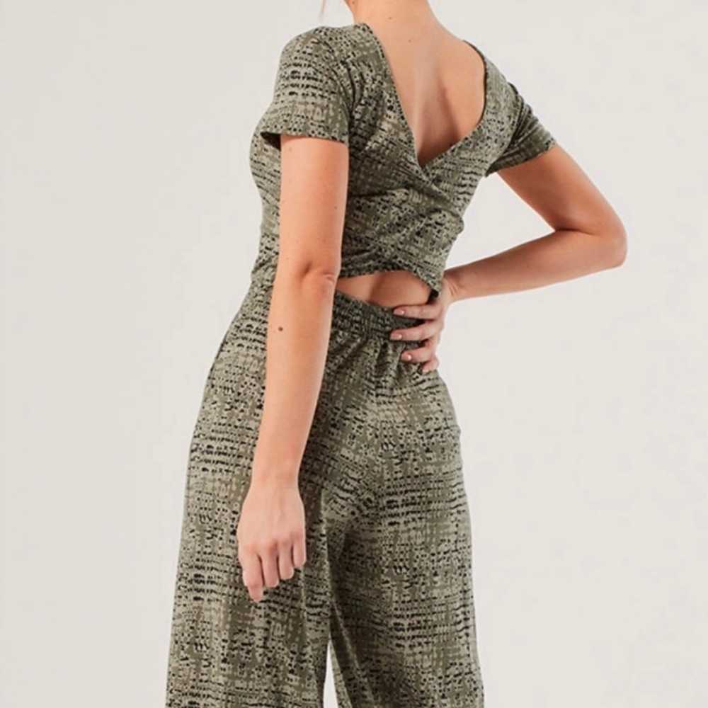 Pact Revive Cross Cross Back Grey Green Jumpsuit … - image 2