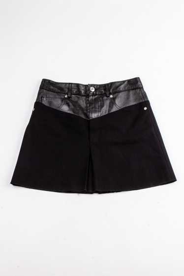 Helmut Lang Black Leatherette Wool Mini Skirt