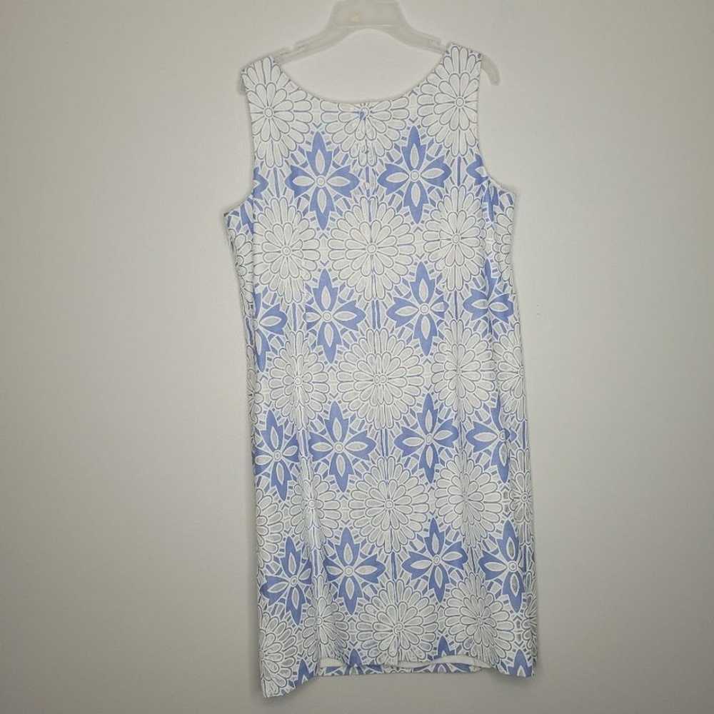 Talbots white blue lace flower Sleeveless knee le… - image 2