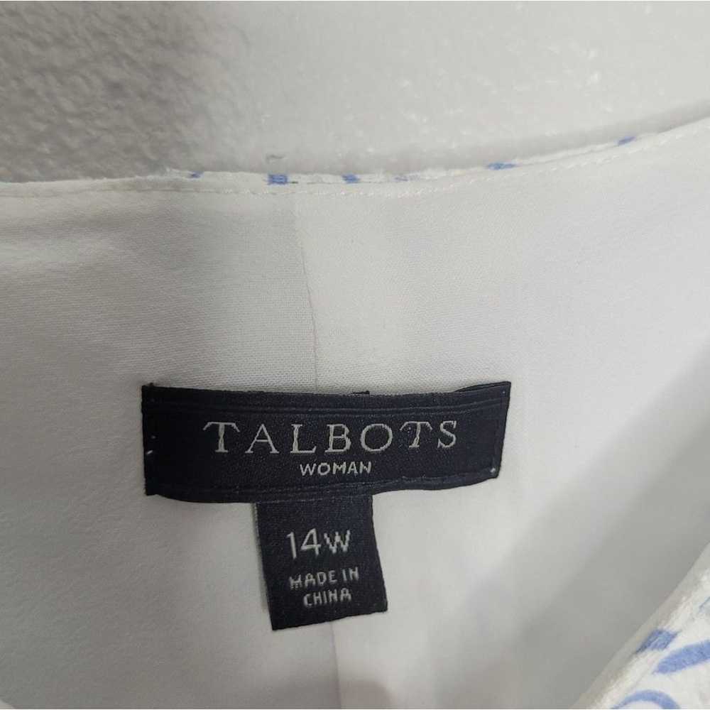 Talbots white blue lace flower Sleeveless knee le… - image 5