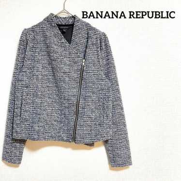 [Banana Republic] Tweed collarless jacket L Gray … - image 1