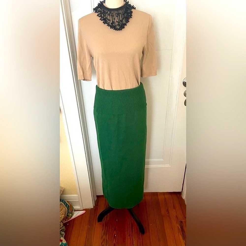 Mango Emerald Green knit Long Midi Skirt Size Lar… - image 1