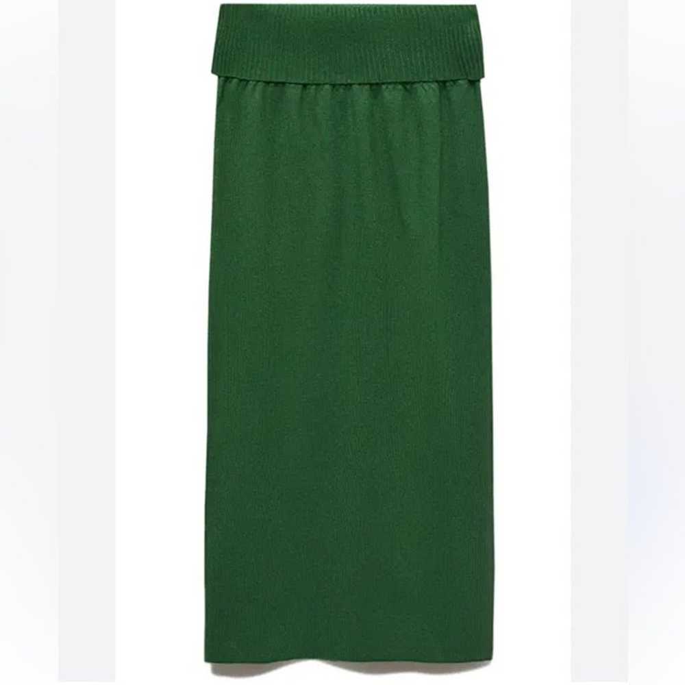 Mango Emerald Green knit Long Midi Skirt Size Lar… - image 2