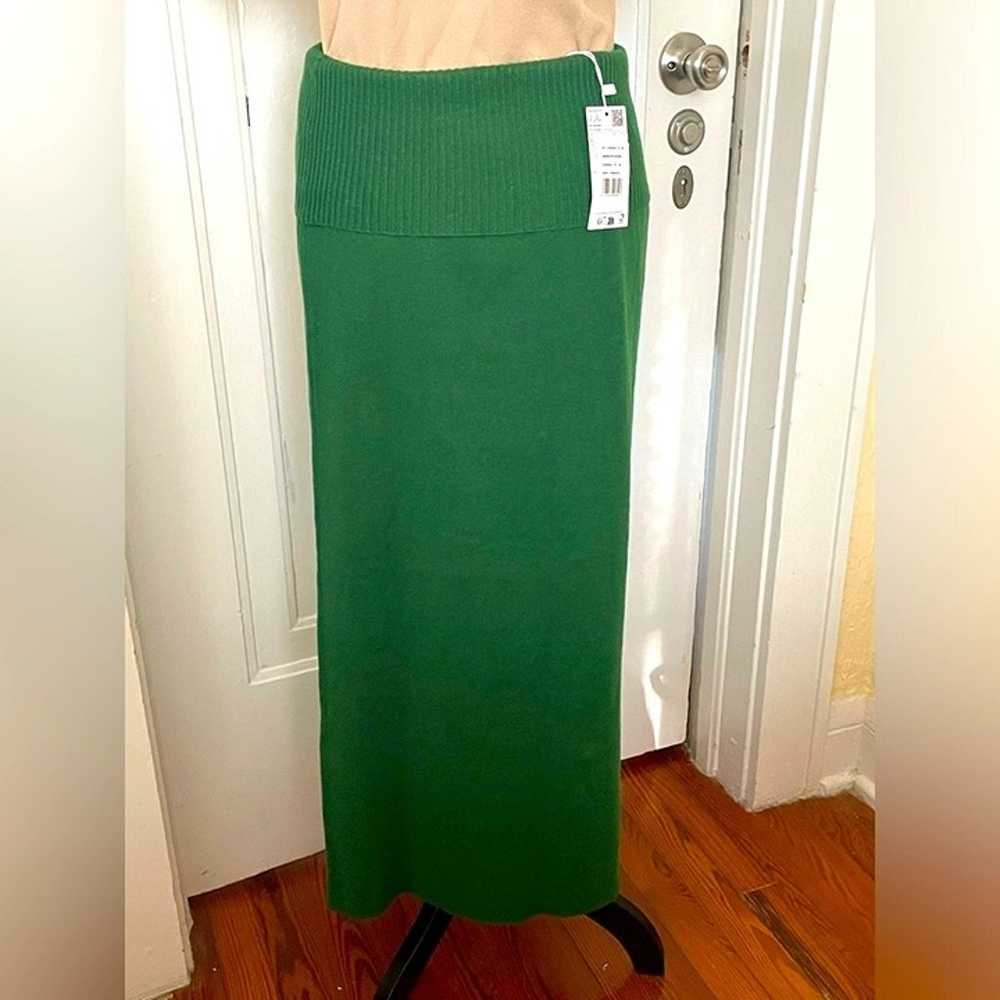 Mango Emerald Green knit Long Midi Skirt Size Lar… - image 3