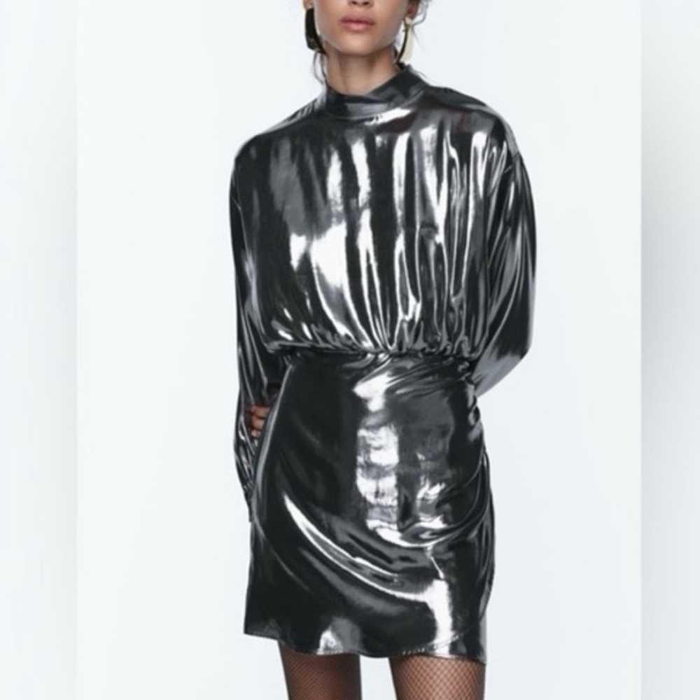 Zara Foil Metallic Mini Dress - image 5