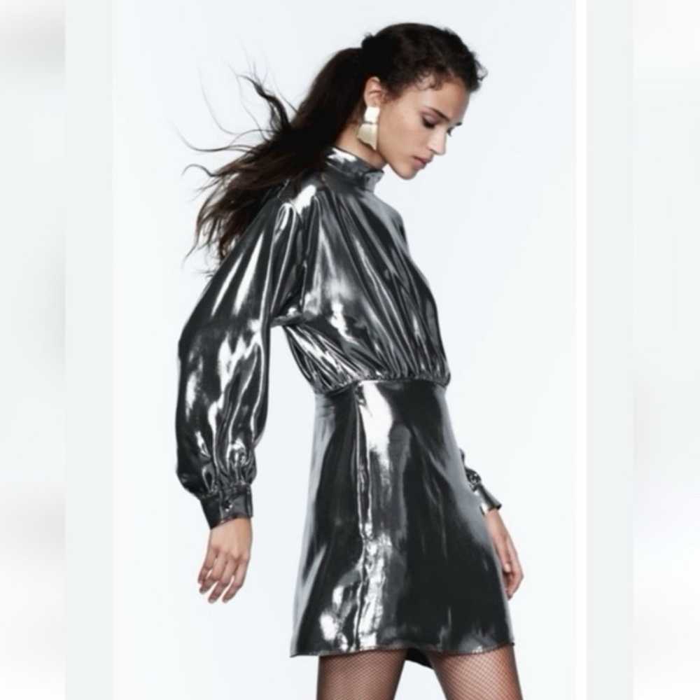 Zara Foil Metallic Mini Dress - image 6