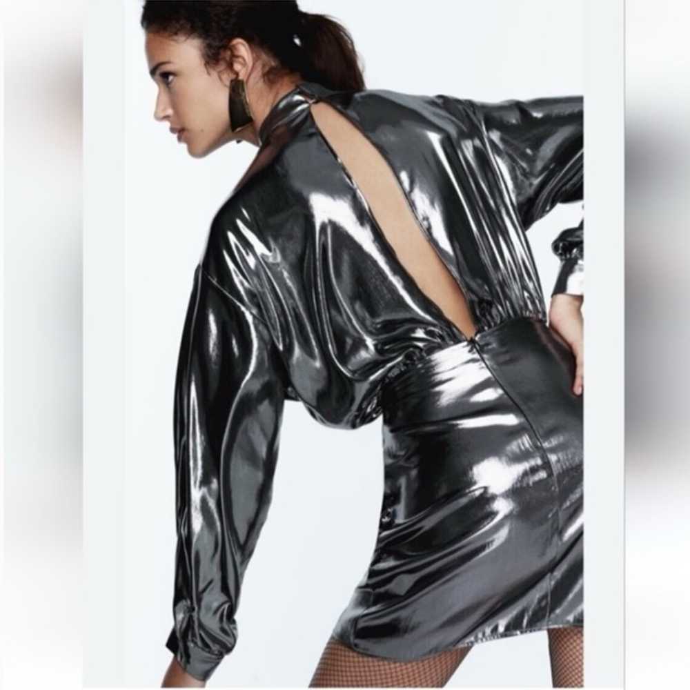 Zara Foil Metallic Mini Dress - image 7