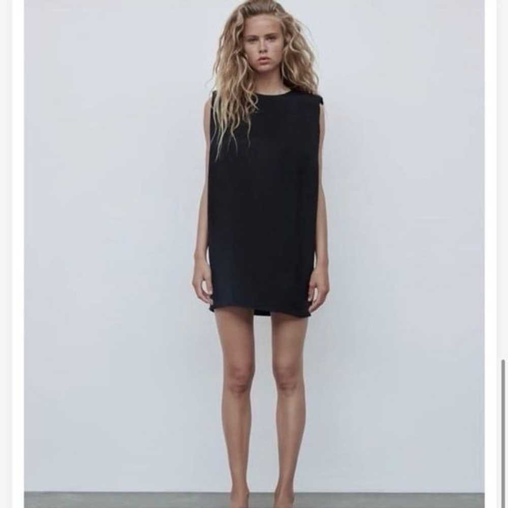 ZARA | Black Pullover Mini Dress Structured Shoul… - image 11