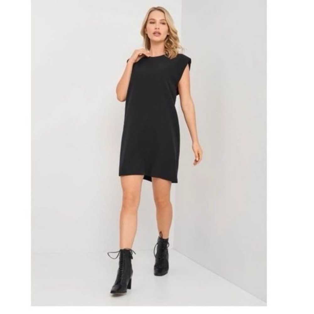 ZARA | Black Pullover Mini Dress Structured Shoul… - image 1