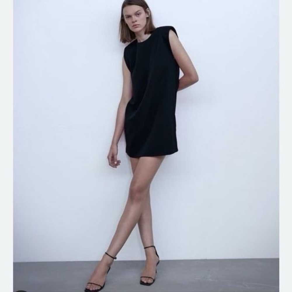 ZARA | Black Pullover Mini Dress Structured Shoul… - image 2