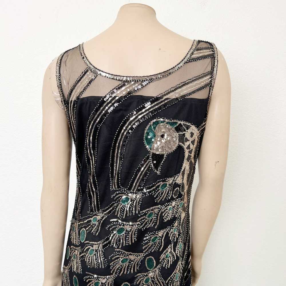 Babeyond Size XL Black 20's Flapper Sequined Peac… - image 5