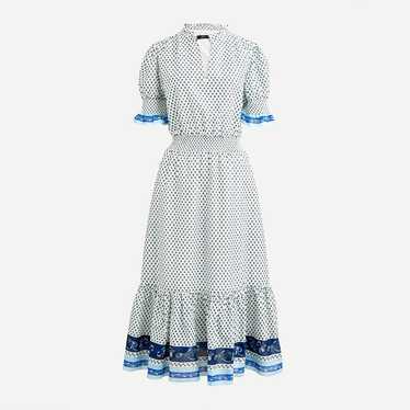 J.Crew Smocked Ruffle Blue Dress