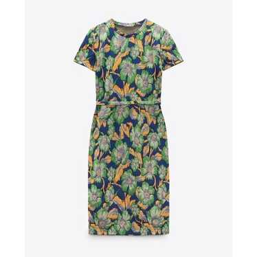 ZARA Printed Jacquard Belted Dress - image 1