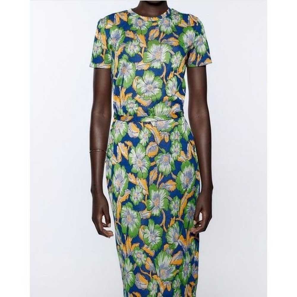 ZARA Printed Jacquard Belted Dress - image 2