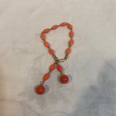 Vintage 8” Crown Trifari Faux Coral Bracelet