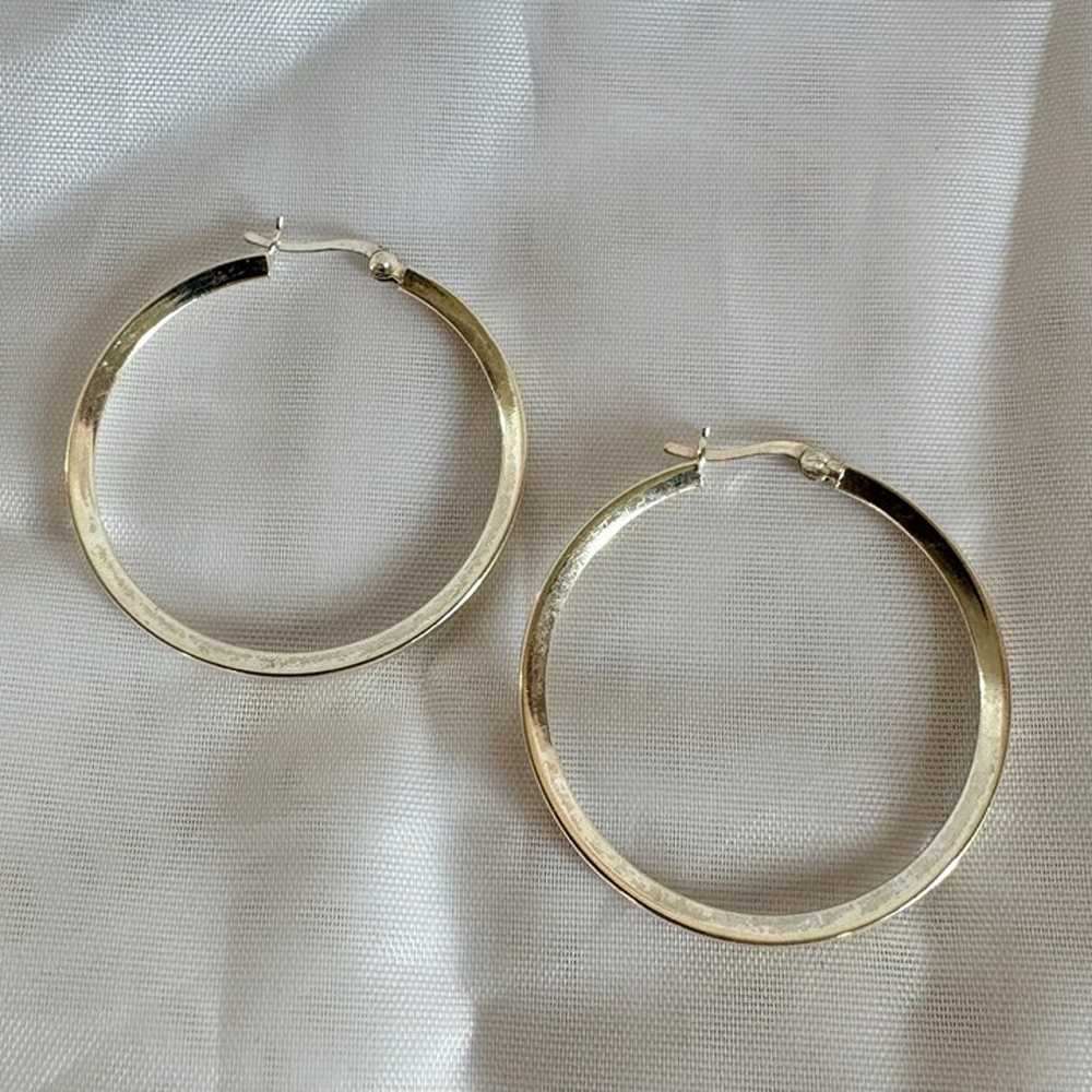 VTG Solid Sterling Silver 925 Minimalist Hoop Ear… - image 2