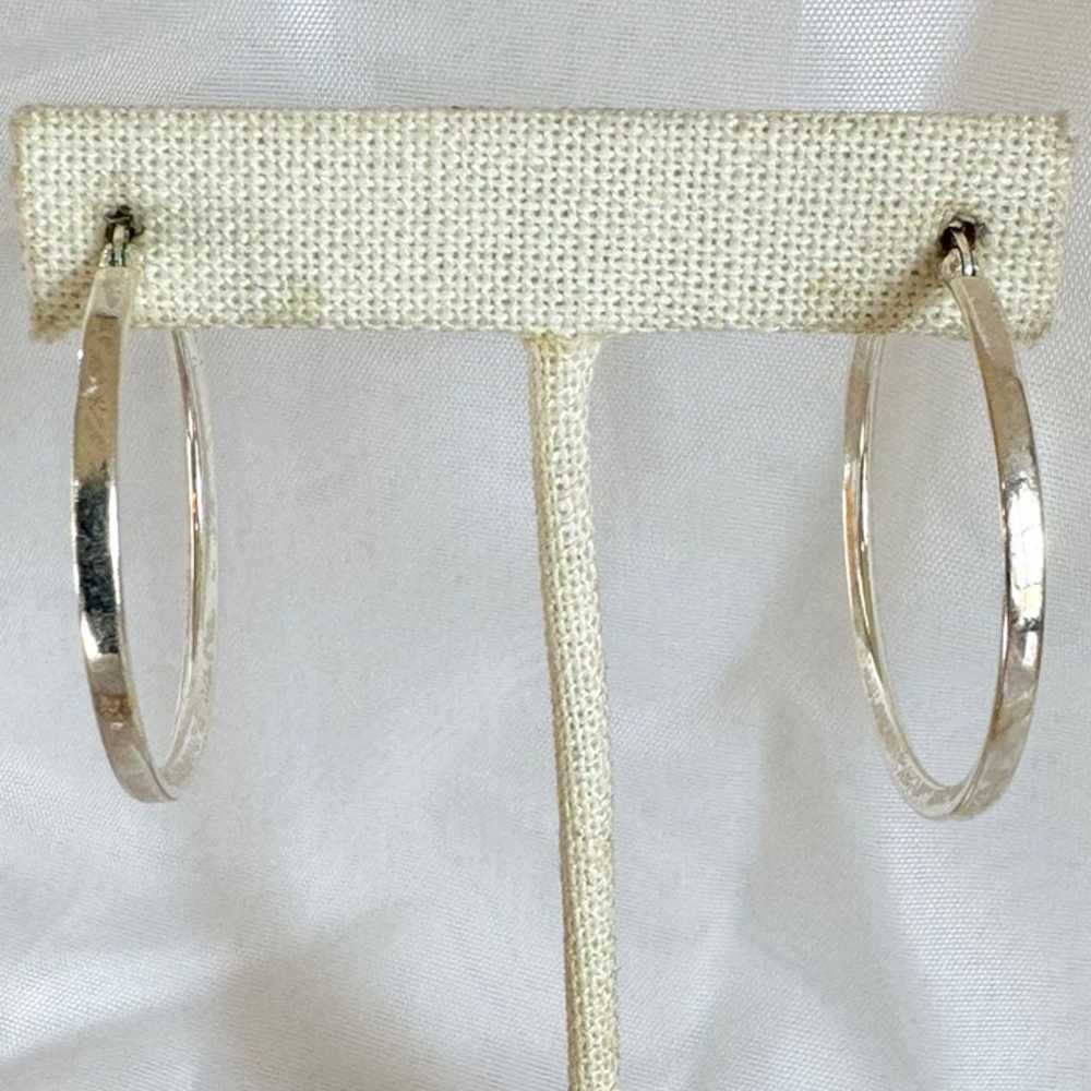 VTG Solid Sterling Silver 925 Minimalist Hoop Ear… - image 3