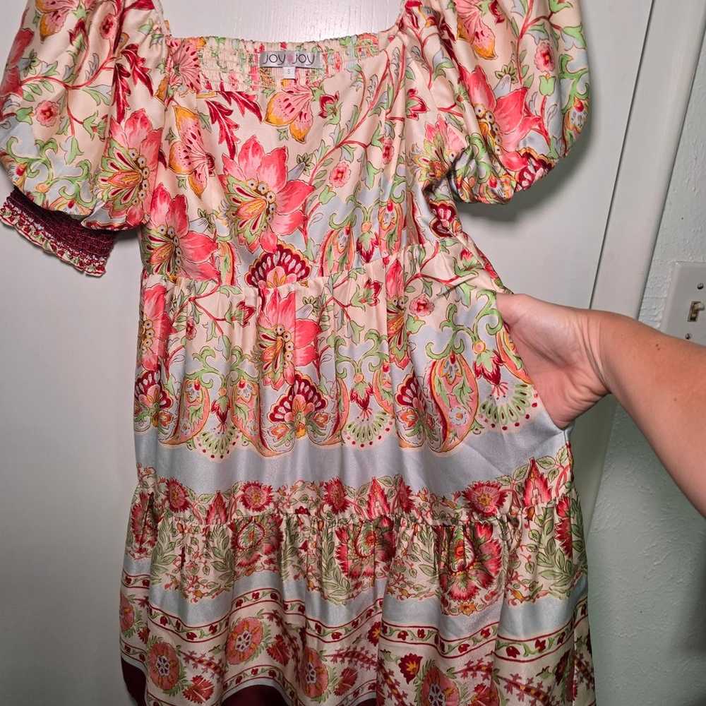 Joy Joy Farm Rio Style Mini Dress Floral Pockets … - image 7