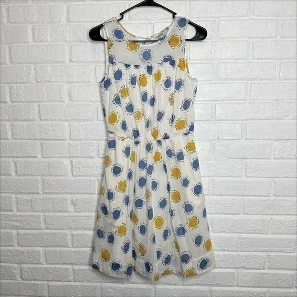 Boden Molly Dress WW031 Blue Yellow Polka Dots si… - image 2