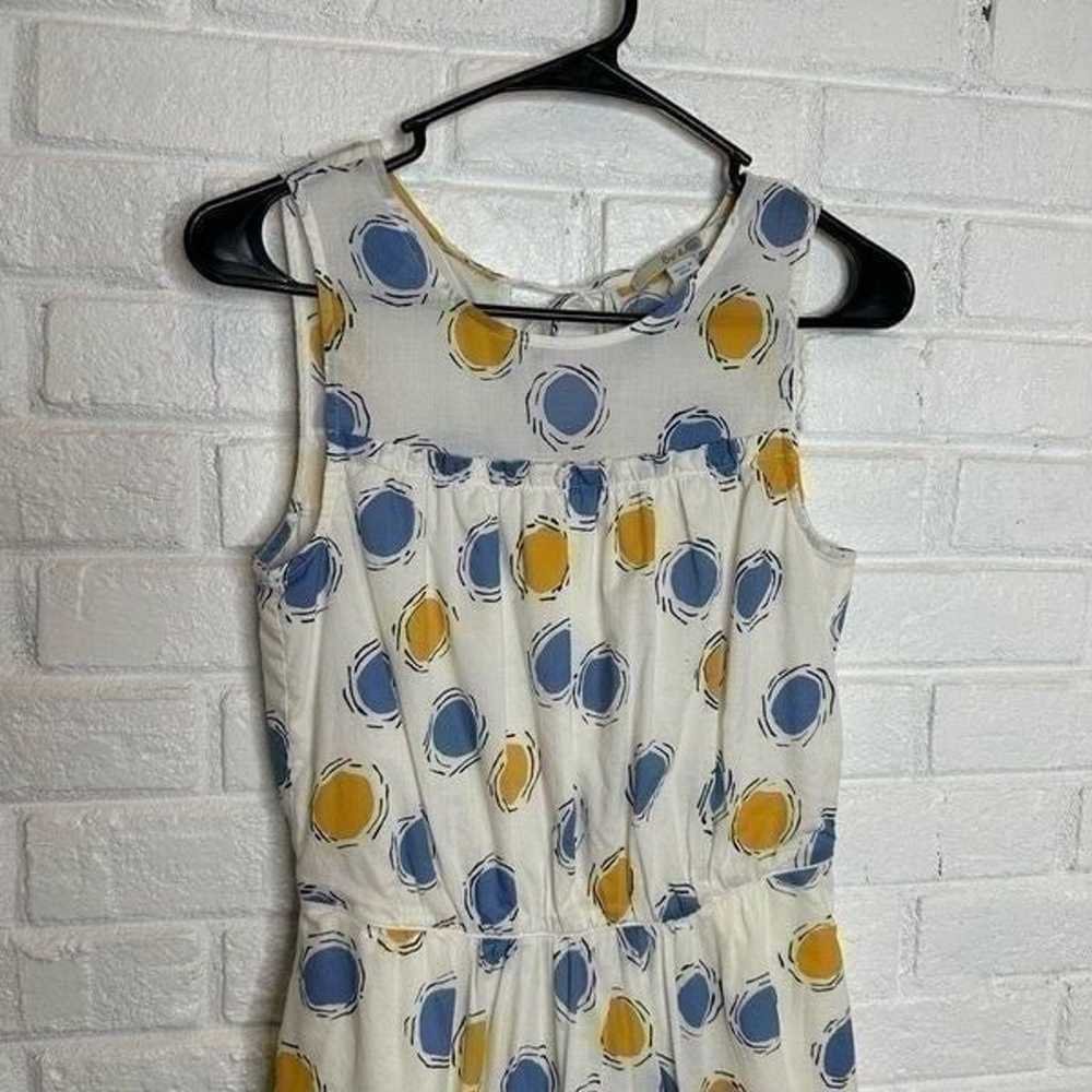 Boden Molly Dress WW031 Blue Yellow Polka Dots si… - image 3