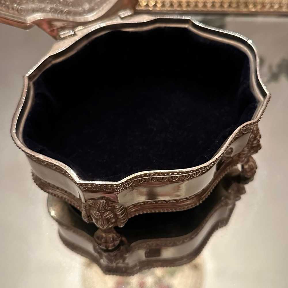 Antique Silver-Plated Jewelry Box with Ornate Det… - image 11