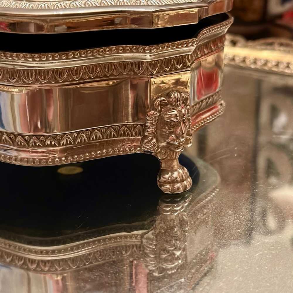 Antique Silver-Plated Jewelry Box with Ornate Det… - image 7