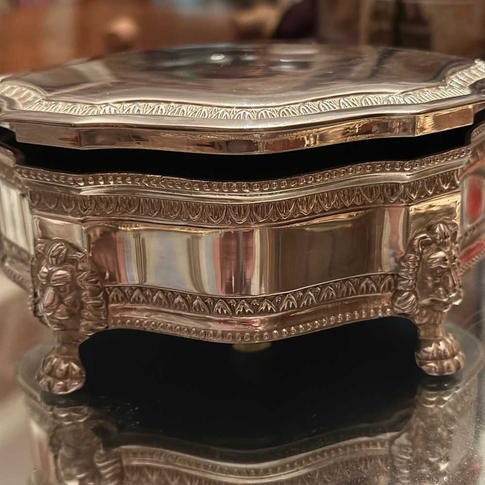 Antique Silver-Plated Jewelry Box with Ornate Det… - image 8